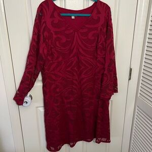NWT Dress Barn Burgundy Lace Long Sleeve Dress